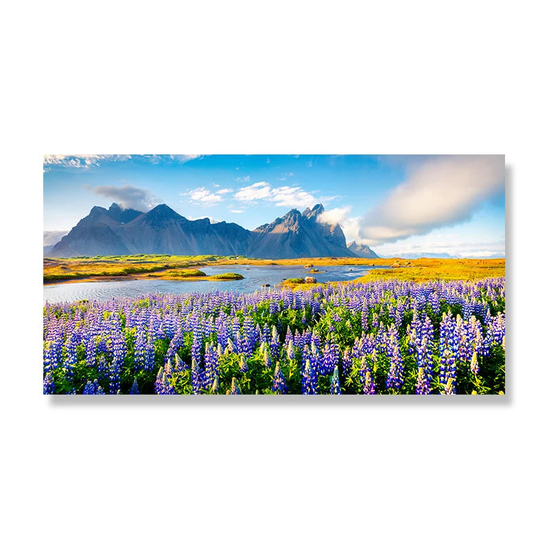 Lake Tekapo New Zealand Landscape Picture Canvas Painting Wall Art Lupin Flower Nature Mountain Posters Prints Living Room Decor Peaceful Pleasures Health and Wellness w3739 flower-1 30x60cm