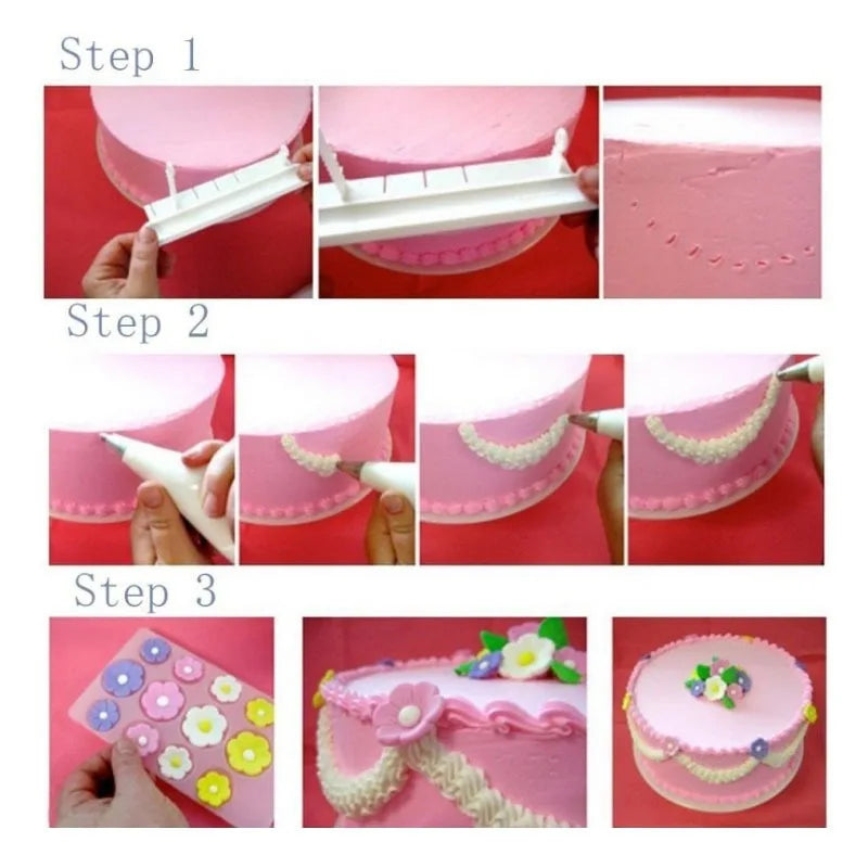 Hot Cake Decorating Curved aid With Scale Ruler Cream Decoration Skirt Marker Novice Home DIY Baking Tool Buttercream Leveling Peaceful Pleasures Health and Wellness