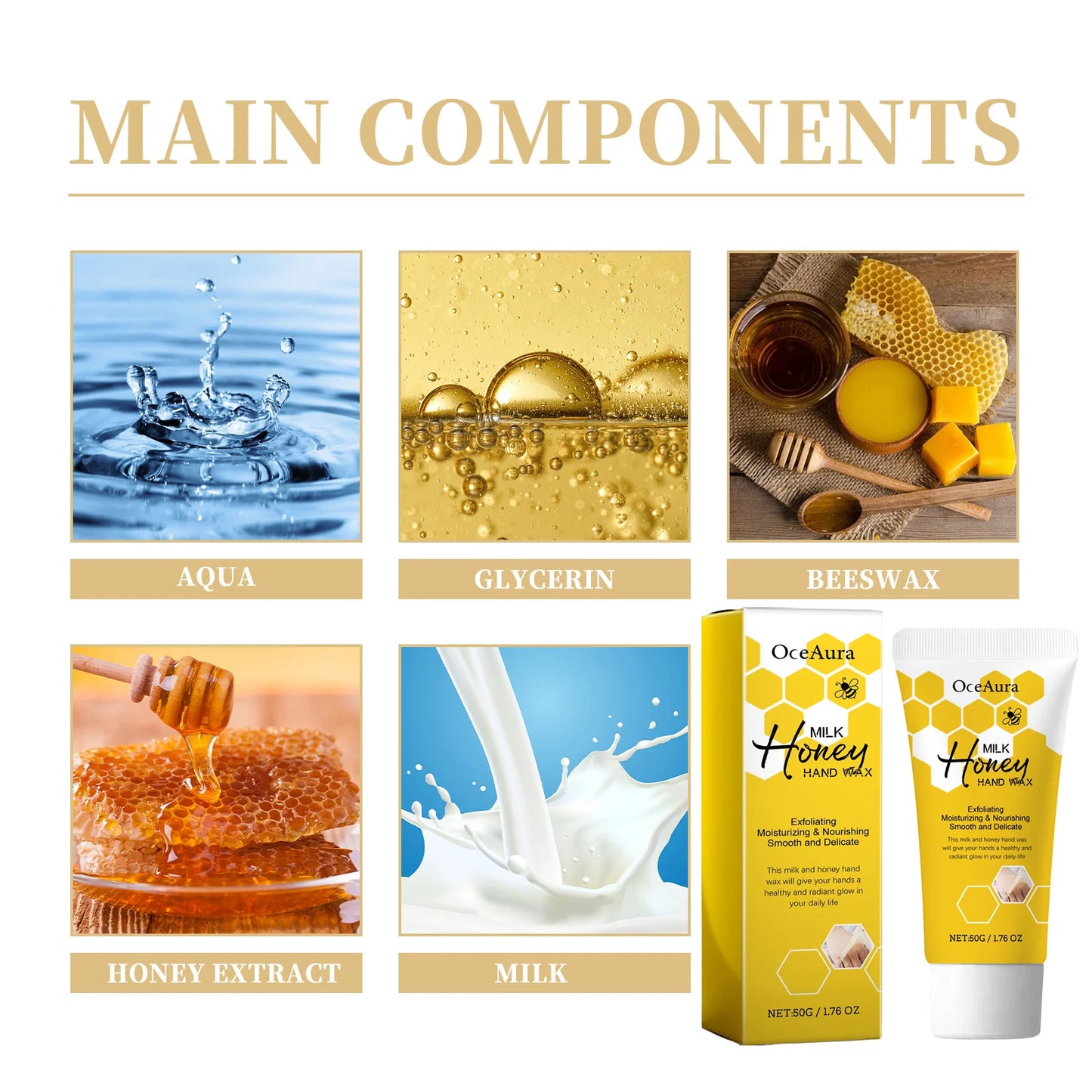 OceAura Milk & Honey Peel-Off Hand Mask | Deep Moisture 50g