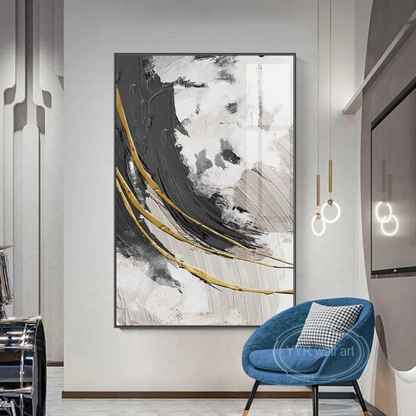 Nordic Modern Abstract Hand-Painted Canvas Wall Art | Acrylic Abstract Canvas Painting Peaceful Pleasures Health and Wellness