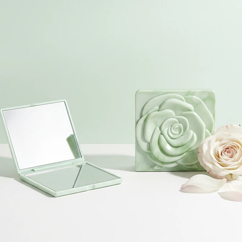 Retro Rose Double-Sided Pocket Compact Mirror | Makeup Tool