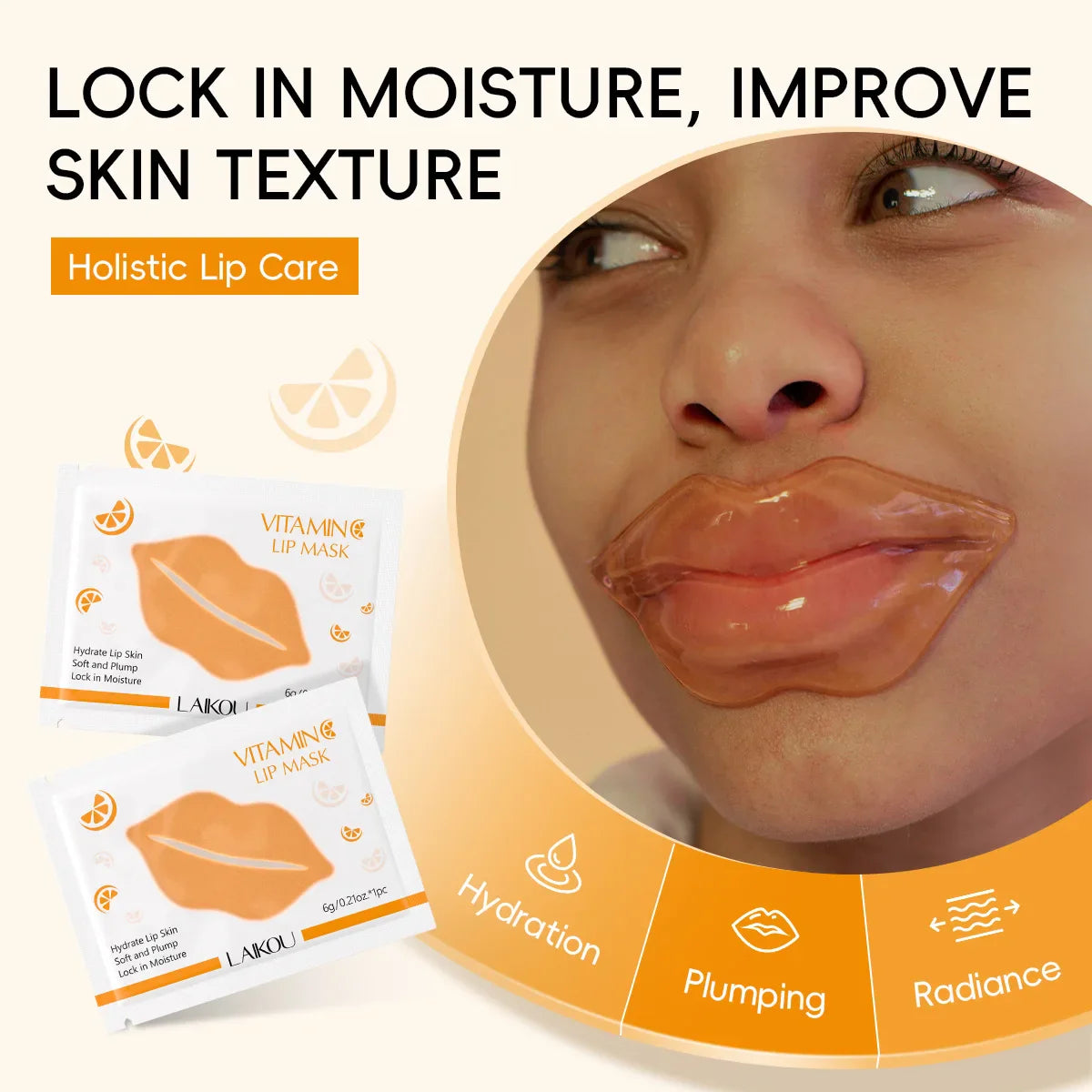 LAIKOU Lip Mask Gel Patches – Moisturizing & Hydrating 5/10pc