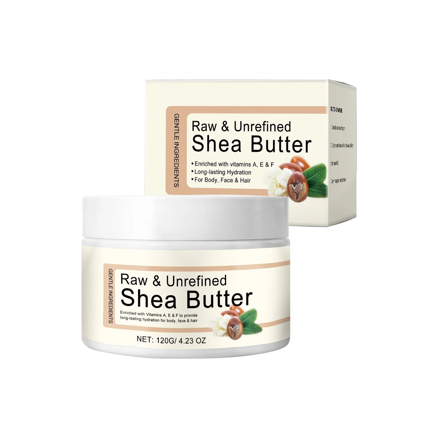 Shea Butter Moisturizing Cream Multi Use Balm for Dry Skin and Hair Restore Shine Increase Skin Elasticity Body Face & Hair Care Peaceful Pleasures Health and Wellness 120g boxed