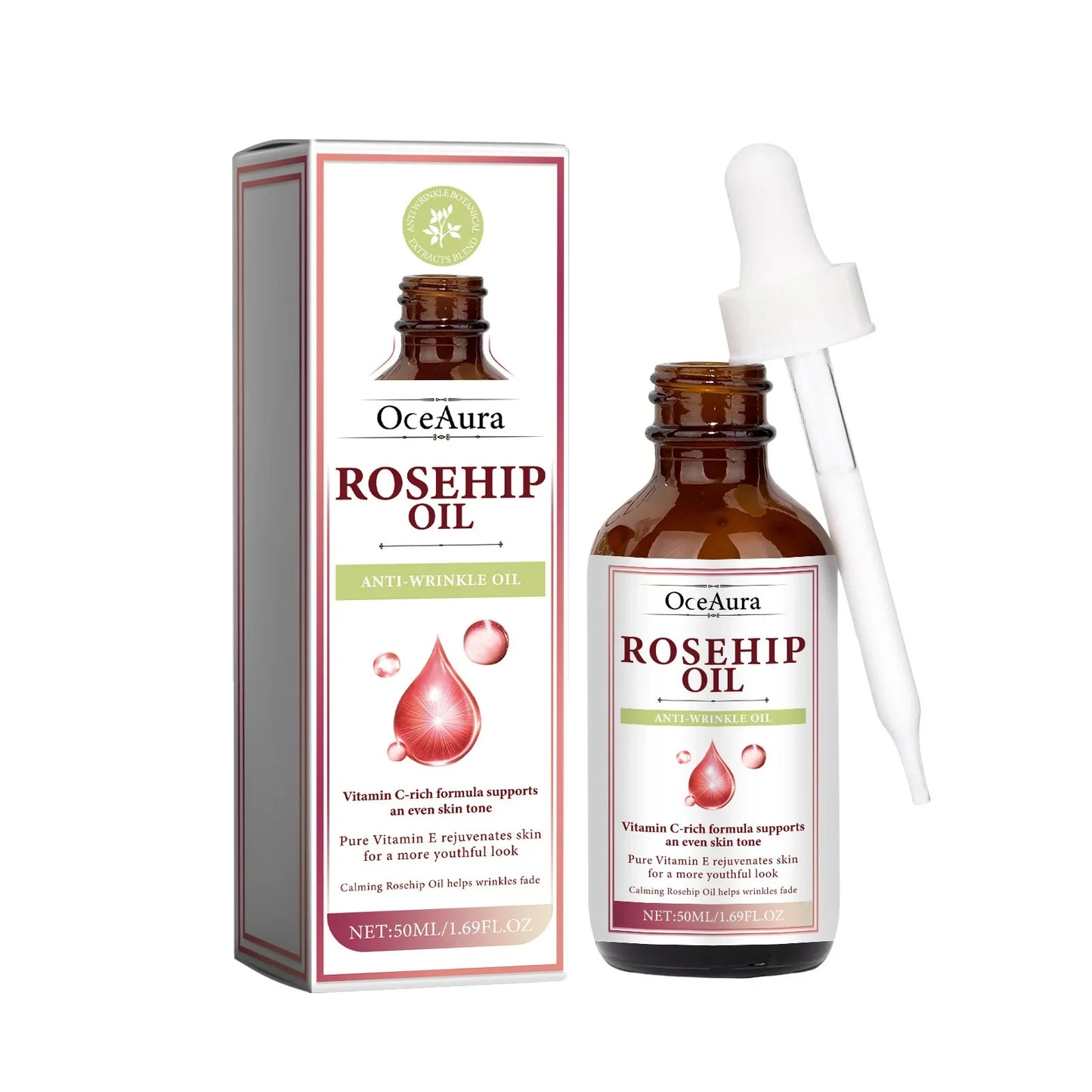 OceAura Rosehip Oil Face Serum – Fine Lines & Pore Firming 50ml