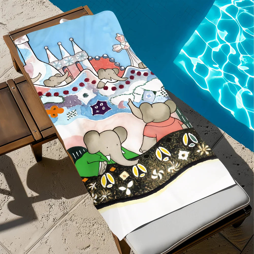 Babar Elephant Beach Towel – Quick Dry Soft Pool & Travel Towel Quick Dry Beach Towel Peaceful Pleasures Health and Wellness z5 STJ80x160CM
