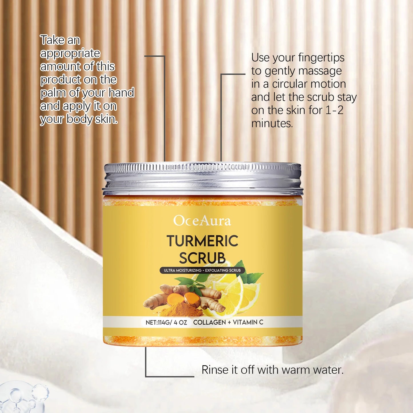 Turmeric Exfoliating Body Scrub Brightening Deeply Cleansing Dead Skin Removal Improve Dullness Refreshing Smoothing Body Scrub Peaceful Pleasures Health and Wellness