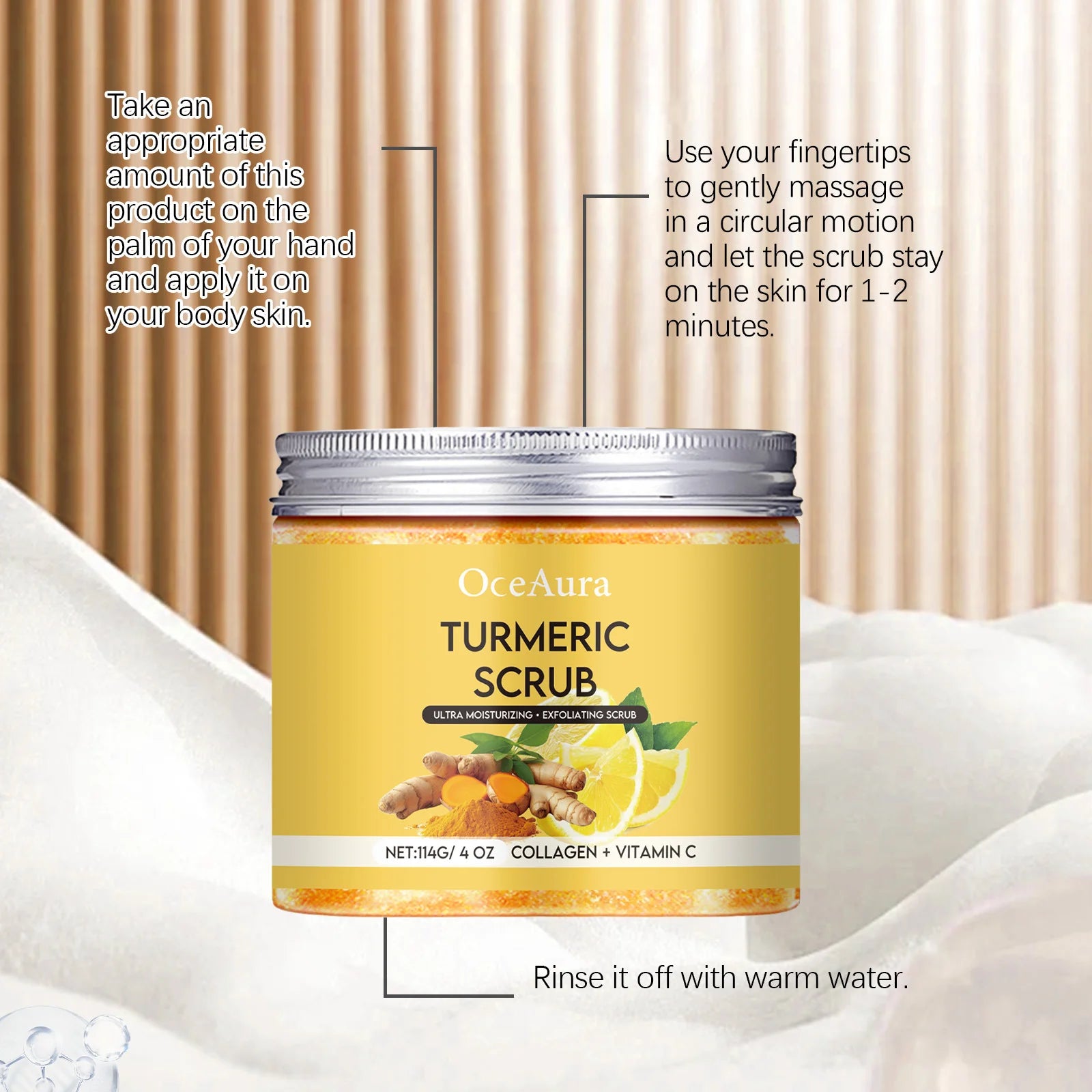 Turmeric Exfoliating Body Scrub Brightening Deeply Cleansing Dead Skin Removal Improve Dullness Refreshing Smoothing Body Scrub Peaceful Pleasures Health and Wellness