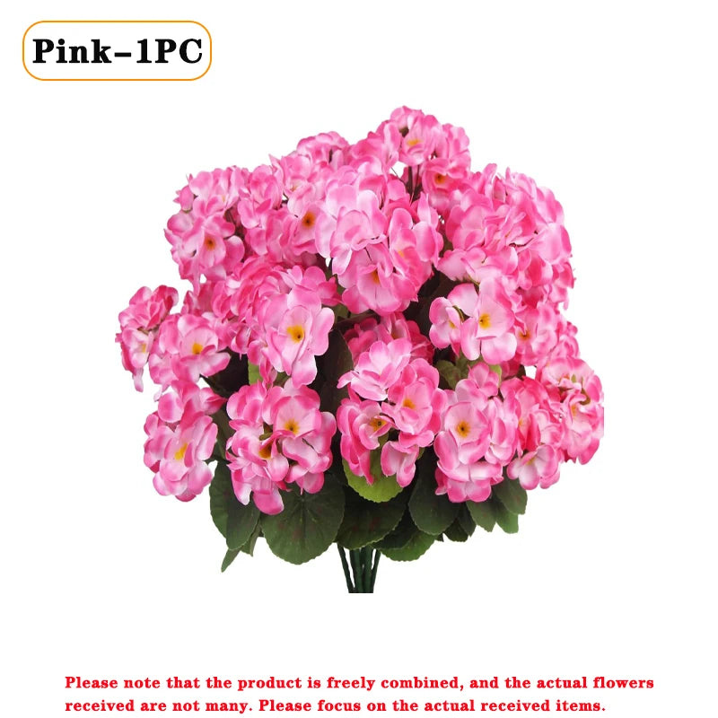 Silk Begonia Geranium Artificial Flower Arrangement | Home Decor