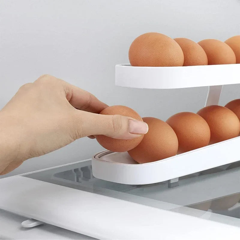 Automatic Rolling Egg Holder Rack Fridge Storage Box Egg Container Kitchen Refrigerator Egg Dispenser Fridge Organizer Peaceful Pleasures Health and Wellness