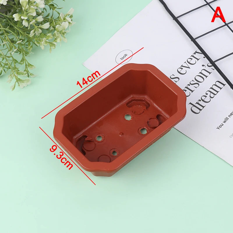 Vintage Rectangular Plastic Bonsai Pot | Cactus Flower Planter