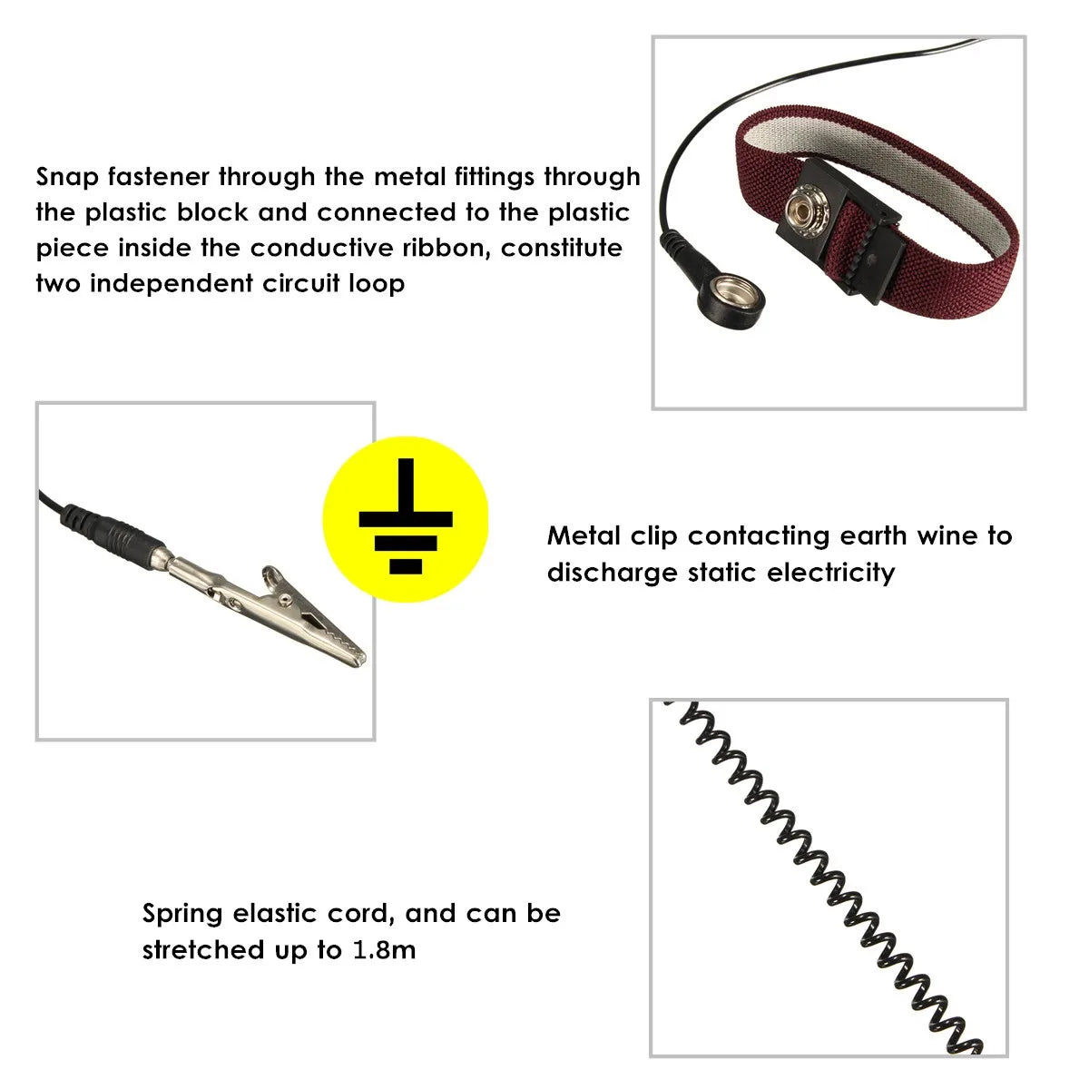 6 Feet Anti-static Bracelet Antistatic Wrist Strap Anti-ESD Chain