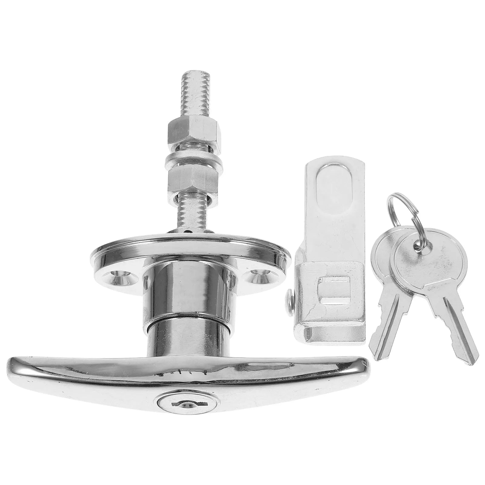 T Shaped Handle Lock Kit for Door Drawer Cabinet and Shed Outdoor Use All Weather Metal Construction Simple Mounting No Tools Peaceful Pleasures Health and Wellness