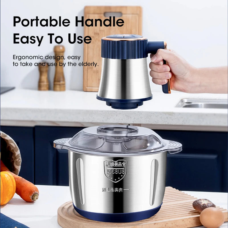 5L Electric Meat Grinders Food Crusher Stainless Steel Multifunctional Vegetable Slicer Processor Chopper Kitchen Appliances Peaceful Pleasures Health and Wellness