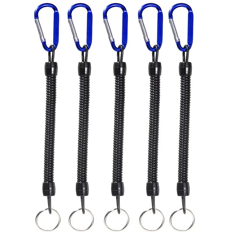 5-Pack Retractable Fishing Lanyards with Carabiner | TPU Coil