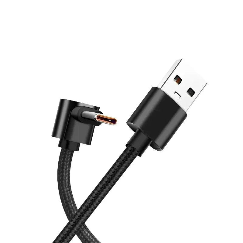 90° Right Angle USB-C Fast Charging Cable – Nylon Braided 3A Peaceful Pleasures Health and Wellness