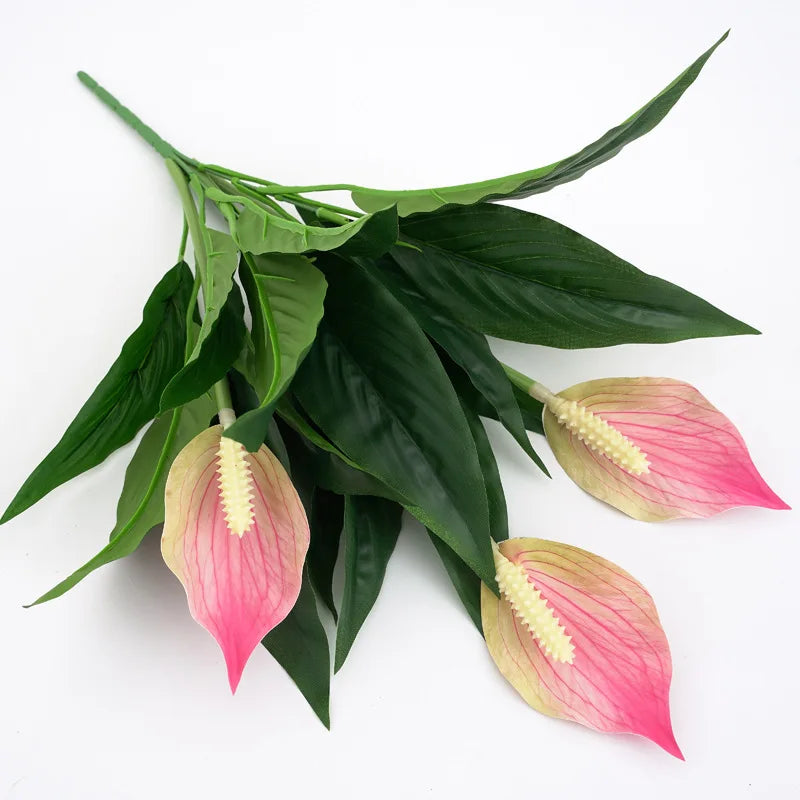 Yannew 4pcs UV Resistant Artificial Spathiphyllum Silk Flowers