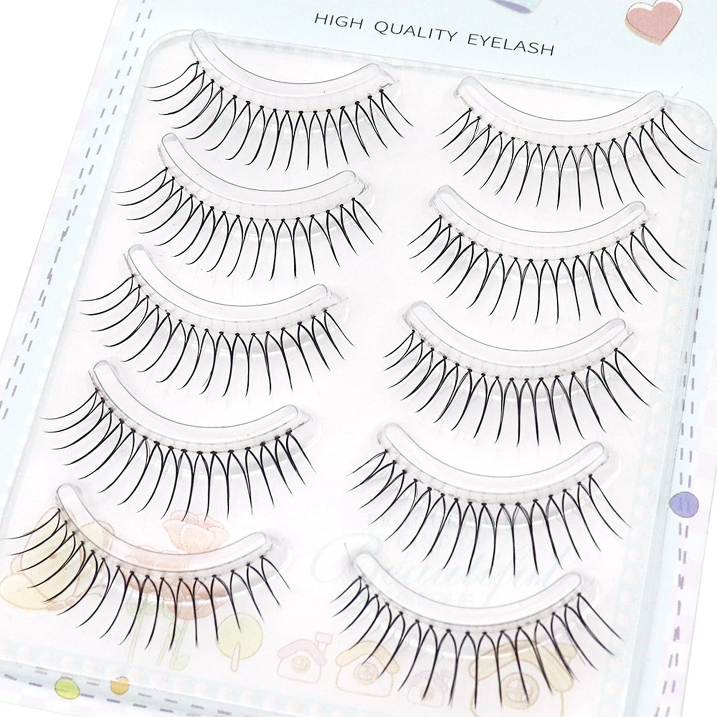 Korean U-Shape False Eyelashes – Natural Wispy 5 Pairs