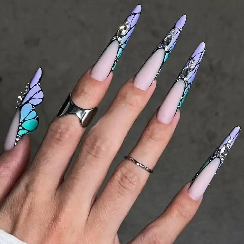 Extra Long Butterfly Nail Dual Forms 150pcs Extended Length Reusable Gel Extension Molds Guildelines Polygel Tips For Nail Art Peaceful Pleasures Health and Wellness