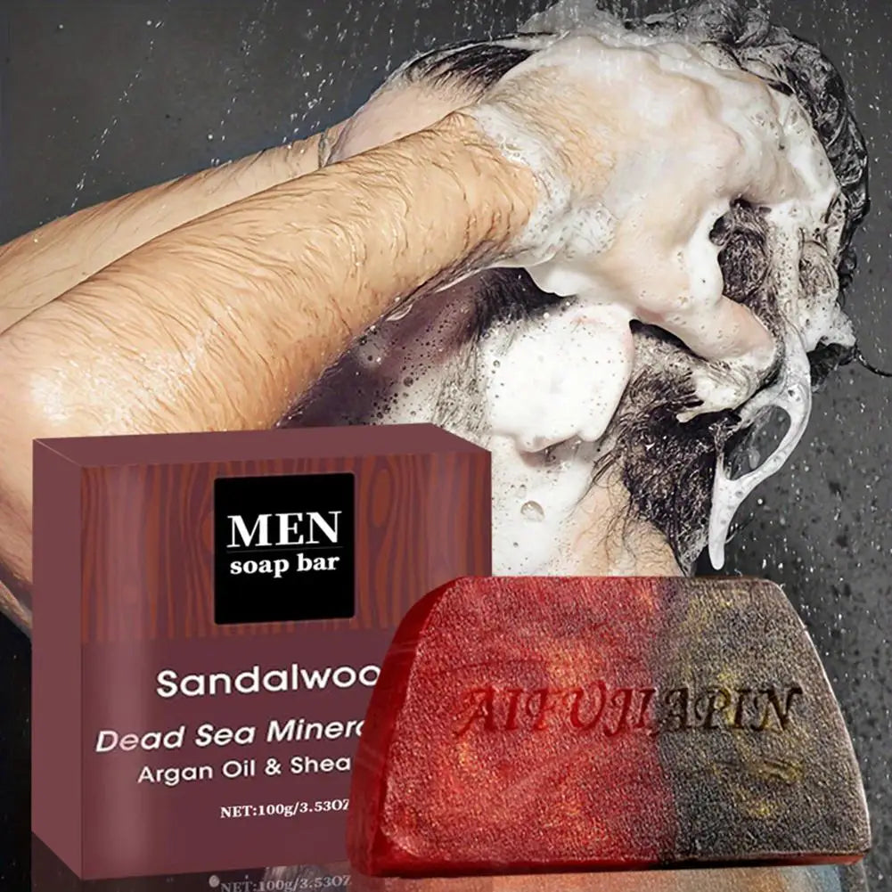 Sandalwood Men'S Soap 100g , Deeply Cleanses The Body, Moisturizes The Face, And Is Gentle And Shiny Peaceful Pleasures Health and Wellness