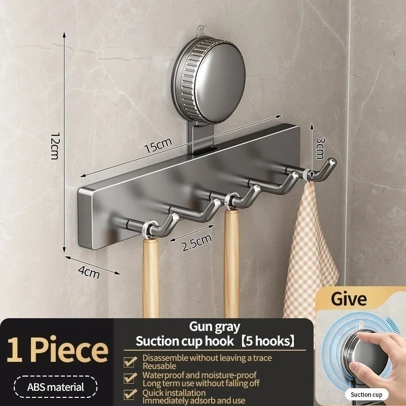 No-Drill Suction Cup Hooks Set of 5 | Kitchen, Bath & Dorm