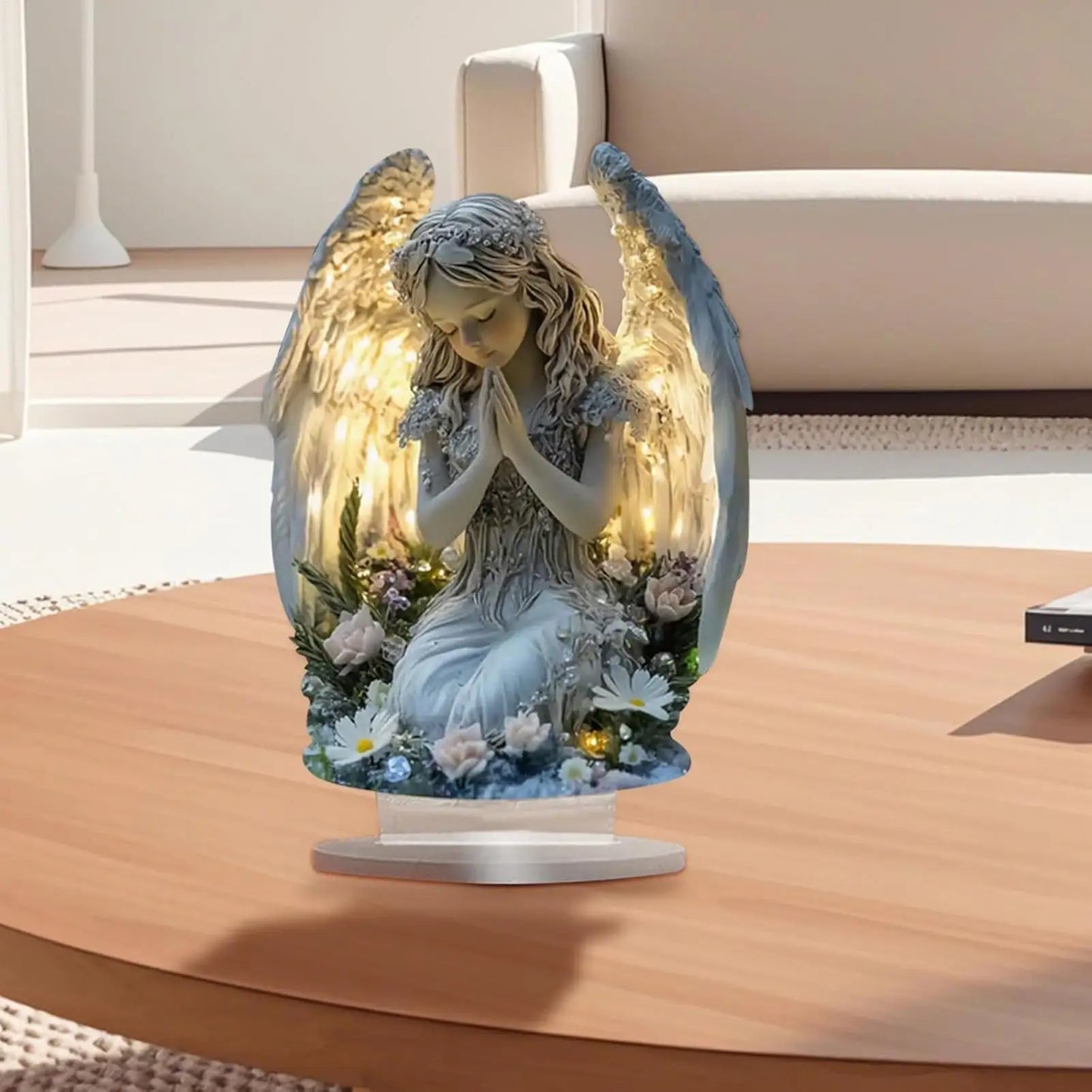 2D Prayer Angel Acrylic Tabletop Centerpiece | Spiritual Decor