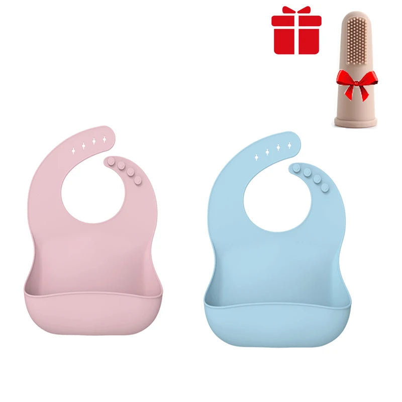 Soft Silicone Baby Bibs with Food Catcher Pocket | 1-3 Pack