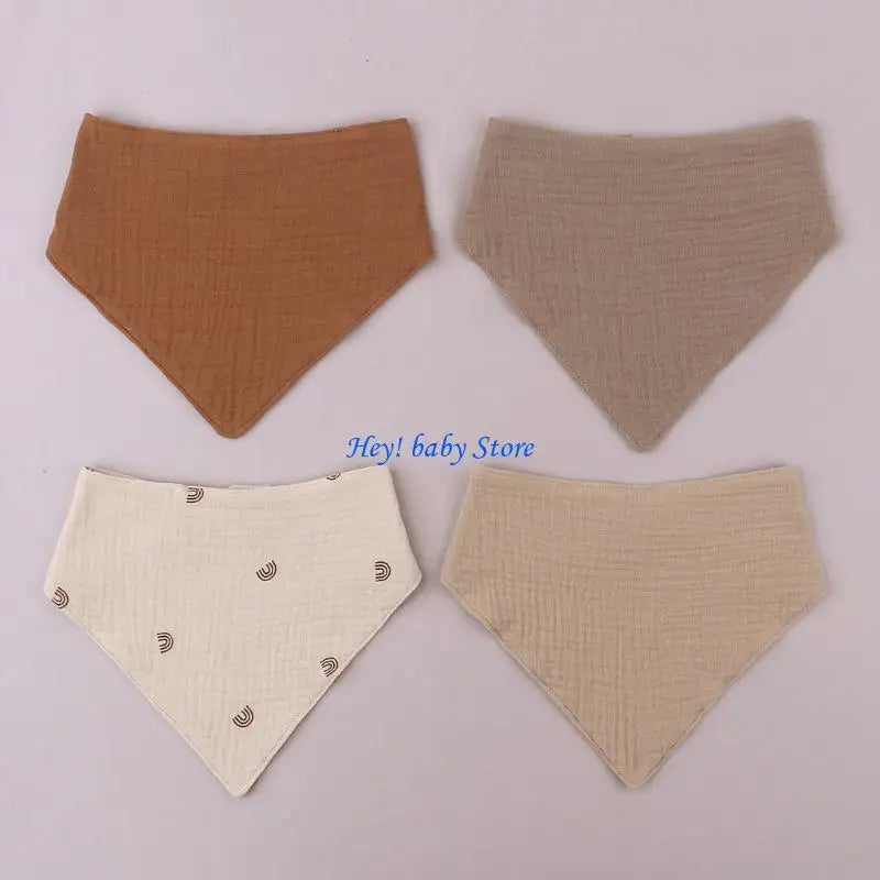 4-Pack Soft Cotton Baby Bandana Bibs | Muslin Drool & Feeding