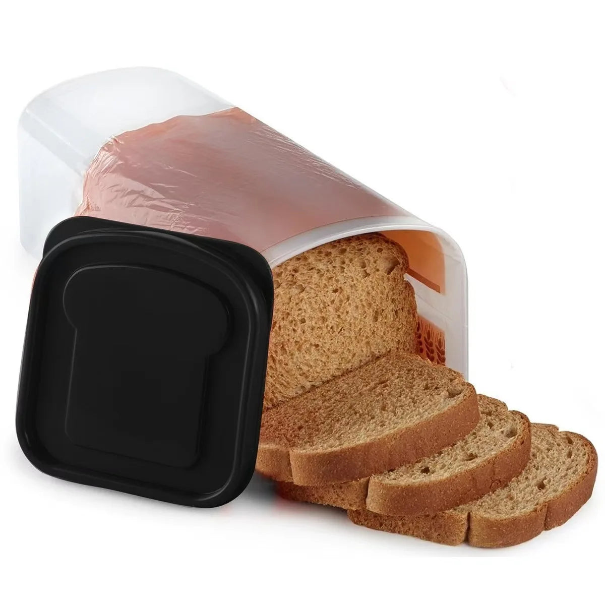 Hot Bread Loaf Container Clear Airtight Bread Box With Lid Sandwich Bread Holder For Homemade Tall Saver For Kitchen Peaceful Pleasures Health and Wellness Black S