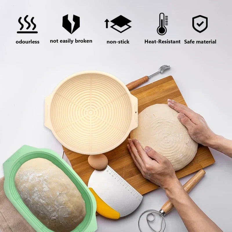 Food Grade Silicone Nonstick Bread Leavening Basket Foldable Round Oval Square Home Baking Easy Clean Fermentation Bowl Peaceful Pleasures Health and Wellness