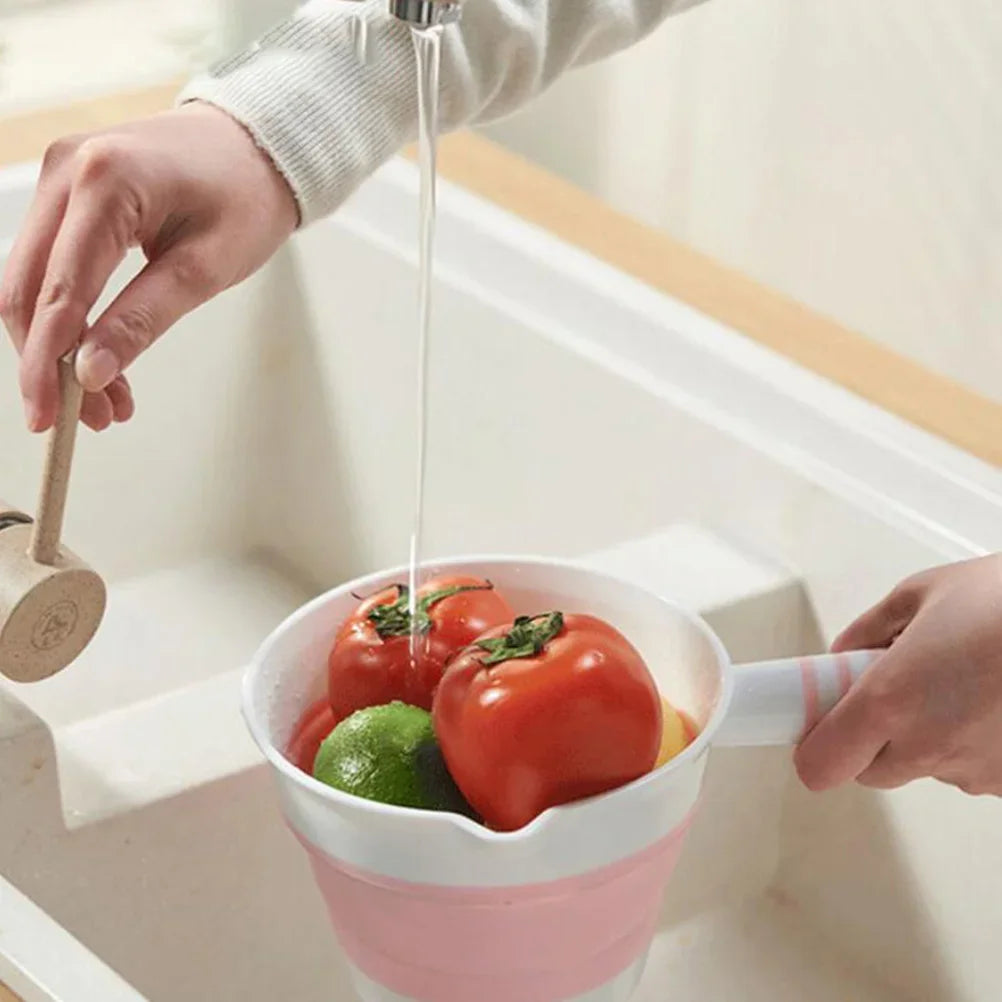 Portable Folding Water Ladle Kitchen Bathroom Bathing Hair Washing Silica fruits vegetables Water Scoop Collapsible Travel Spoon Peaceful Pleasures Health and Wellness