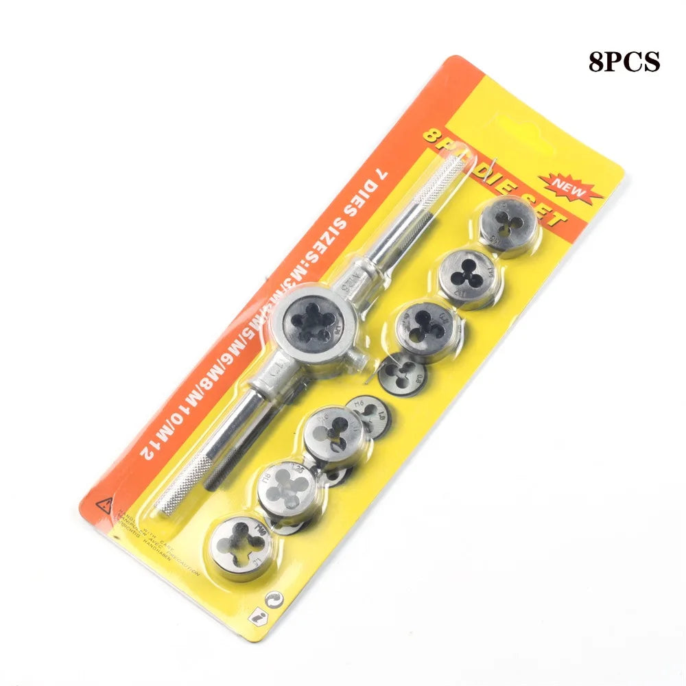 Metric Tap & Die Set 8/12/20Pc M3-M12 Thread Cutting Kit Peaceful Pleasures Health and Wellness 8pcs