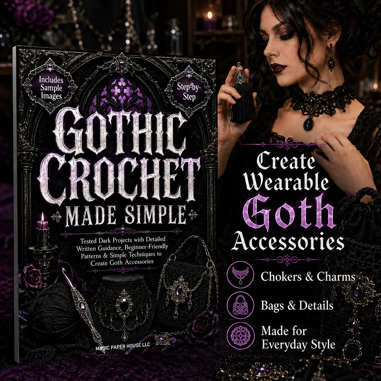 Gothic Crochet Made Simple A5 Guide Dark Accessories Pattern Book
