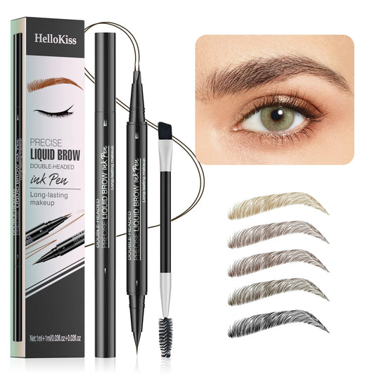Hello Kiss Dual-Tip Waterproof Eyebrow Pencil – Smudge-Proof Eyebrow Pencil Oasis Select