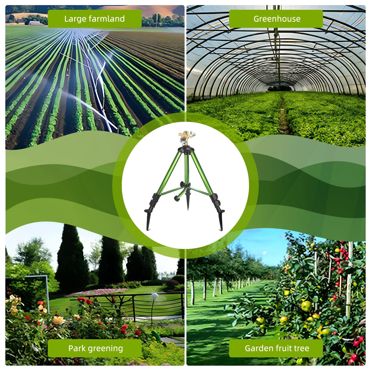 Heavy Duty Lawn Sprinkler 360 Degree Large Area Irrigation Impact Sprinkler on Tripod Base Sprinkler Nozzle for Lawn/Yard/Garden Peaceful Pleasures Health and Wellness