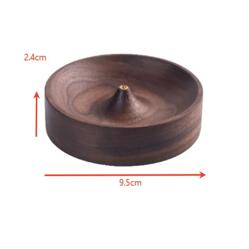 Black Walnut Wood Round Incense Burner Tray | Tea Ceremony Decor Incense Burner Tray Peaceful Pleasures Health and Wellness 1pcs