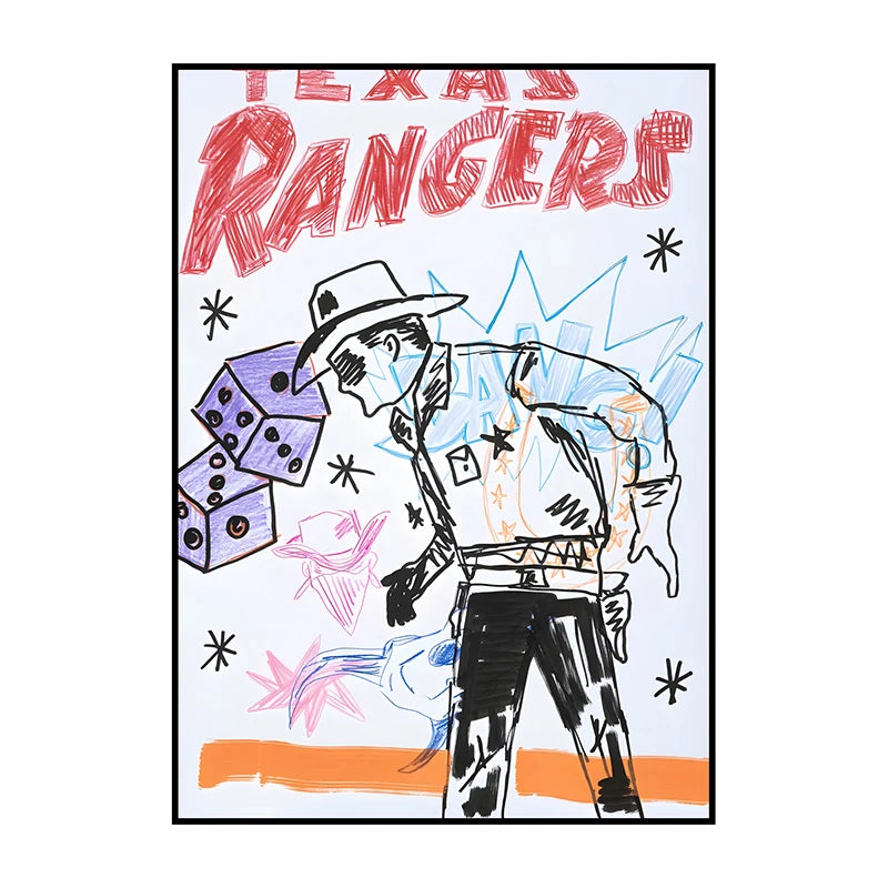 Western Cowboy Canvas Wall Art | Vintage Retro Poster Print