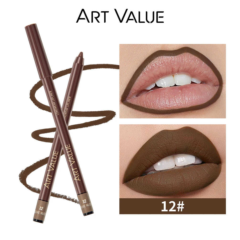 QIBEST Lipliner Pencil Matte Nude Red Contour Tint Lipstick Long Lasting Non-stick Cup Lipliner Pen Makeup Lip Stain Pencil Peaceful Pleasures Health and Wellness 12