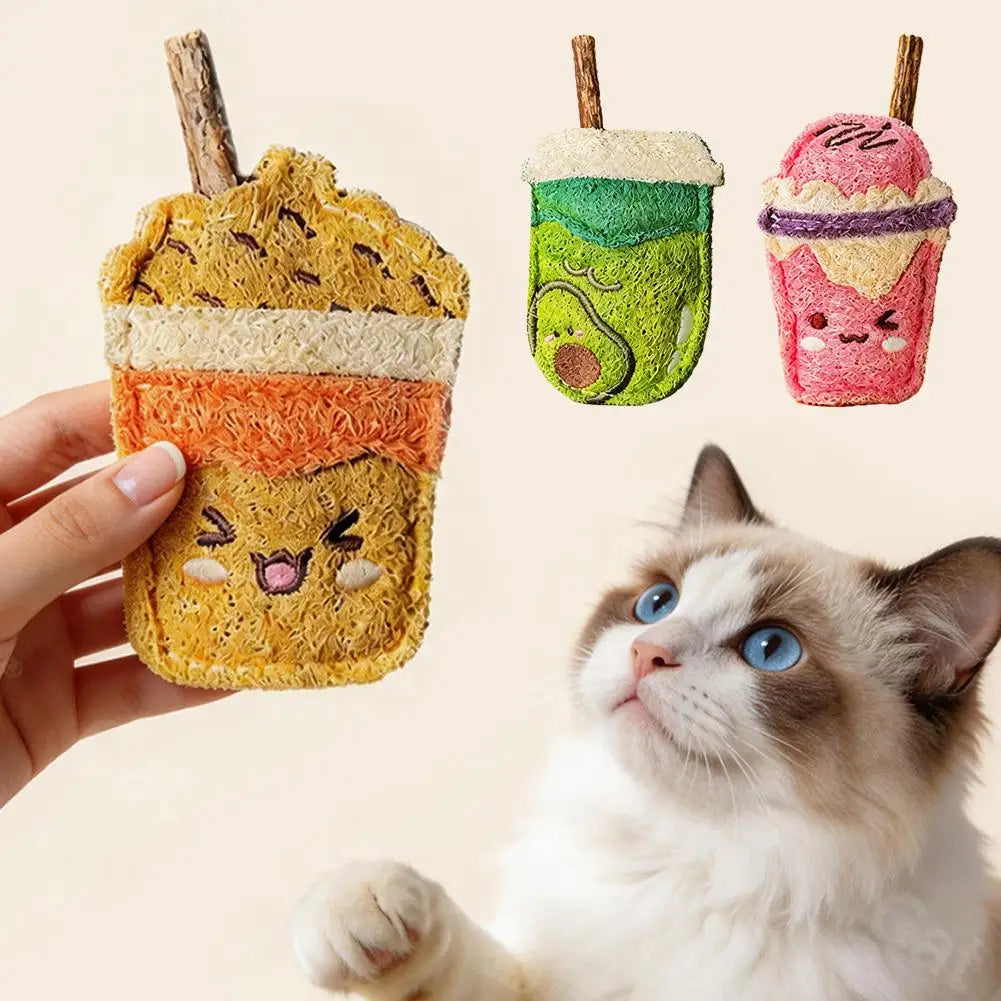Natural Loofah Cat Chew Toy with Catnip & Silver Vine