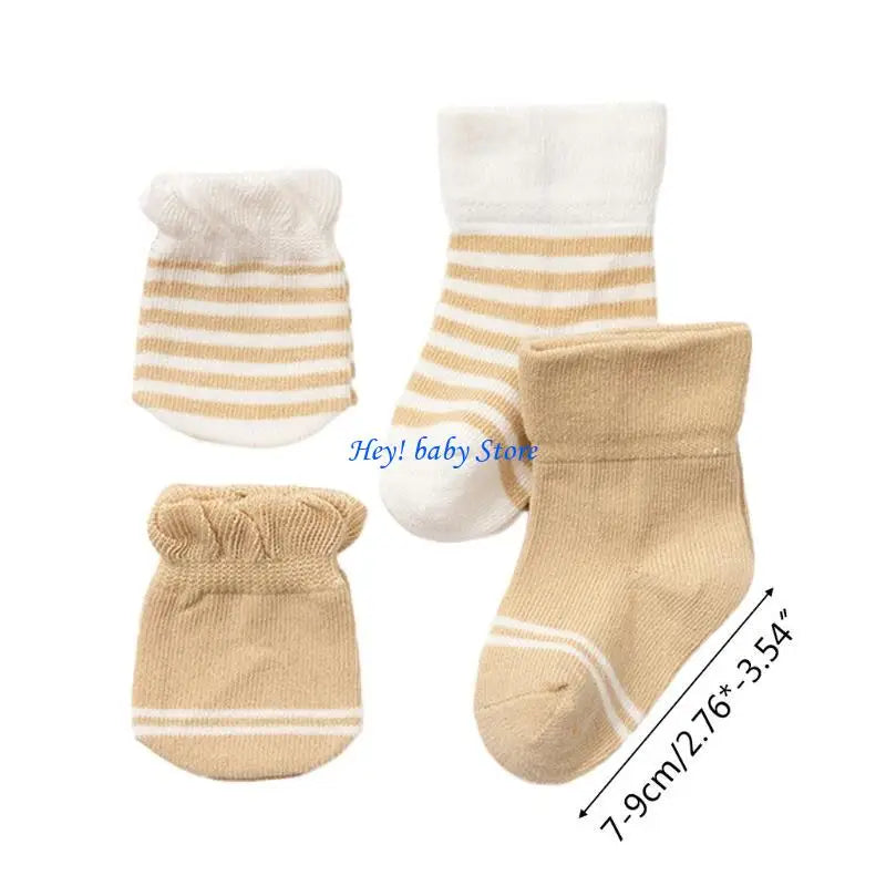 Newborn Baby Mittens & Socks 4-Pack | Soft Cotton 0–12 Mo