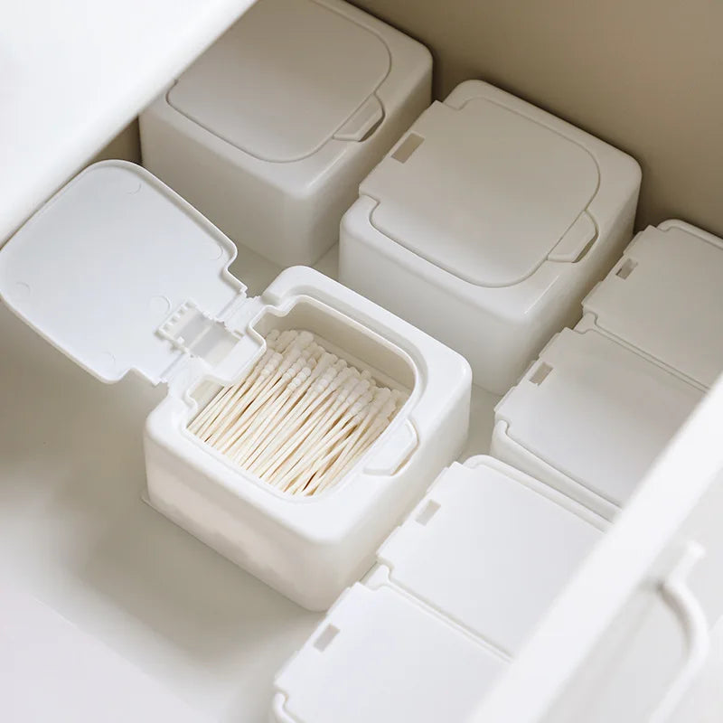 3154 Desktop Storage Box Mini With Pop-Ups Swab Cosmetic Cotton Plastic Dustproof Student Sundries Finishing Box Stationery Peaceful Pleasures Health and Wellness