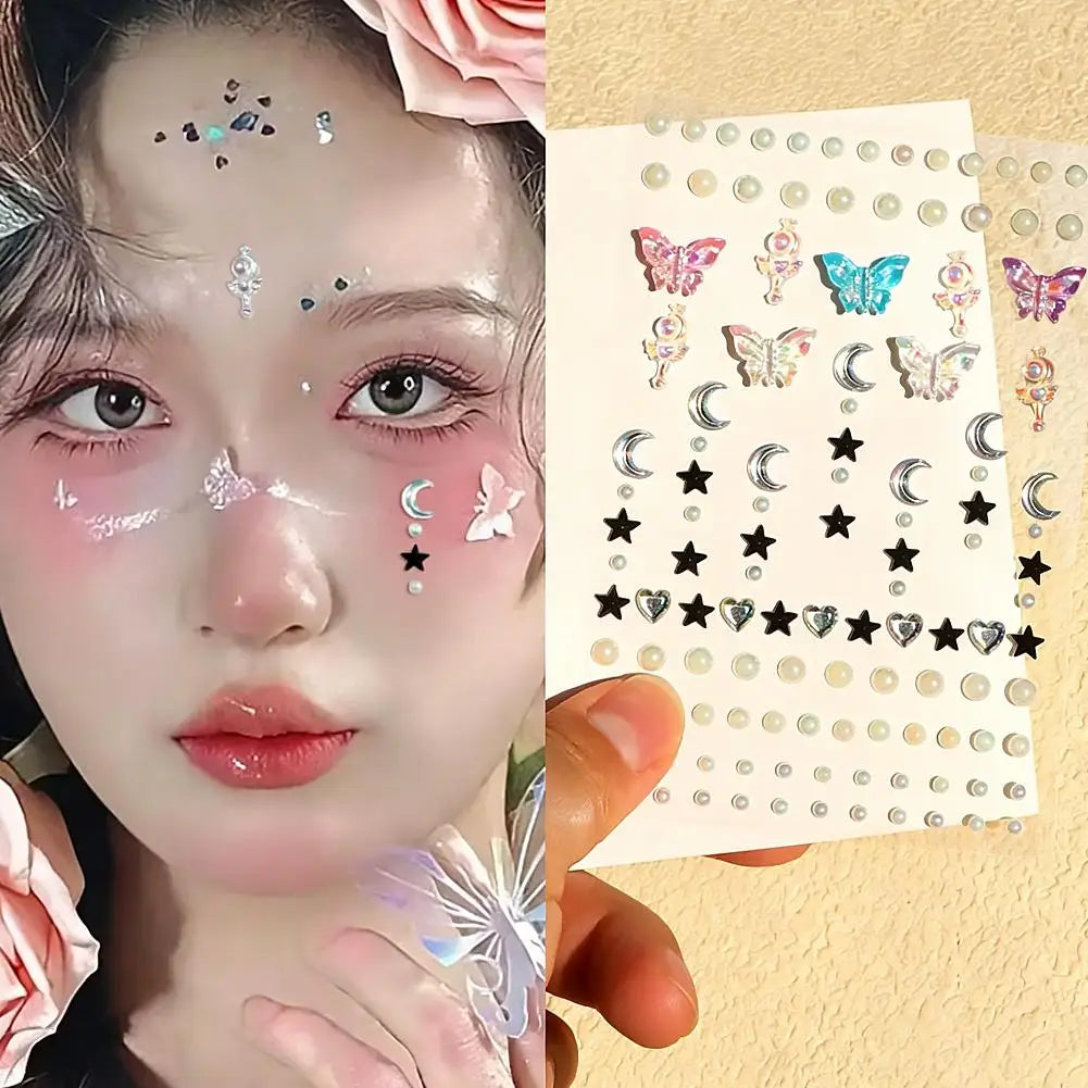 Butterfly Face Gems – 128pc Self-Adhesive Crystal Rhinestone Stickers