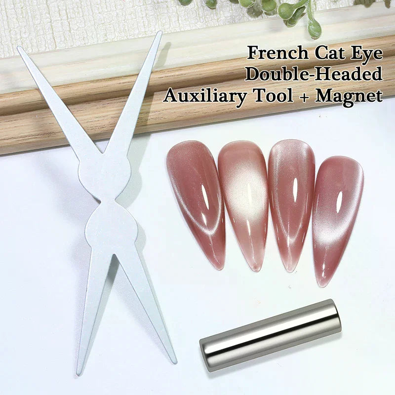 2-in-1 Magnetic Nail Stick Set Double-Headed French Cat Eye Design with Big Y-Shaped Clip for DIY Gel Polish Manicure Peaceful Pleasures Health and Wellness