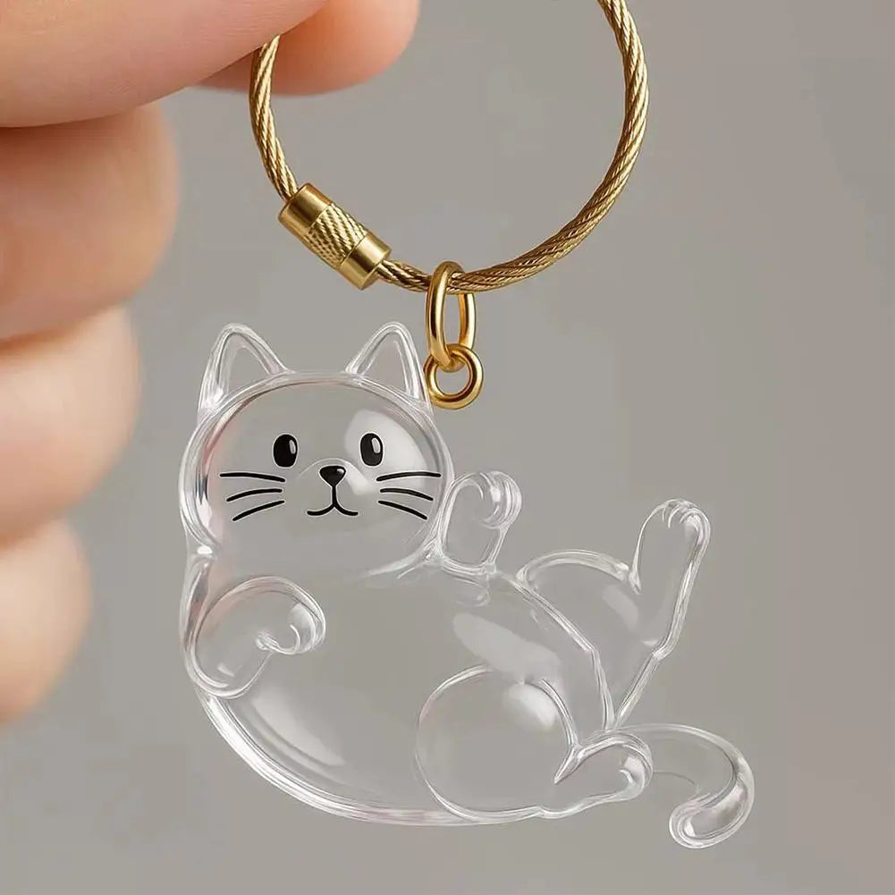 Transparent Cat Keychain Charm – Pet Hair Keepsake Storage