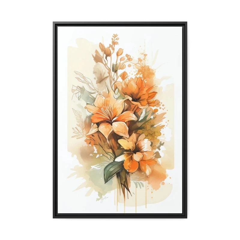 Colorful Flowers Watercolor Canvas Wall Art Print | Unframed