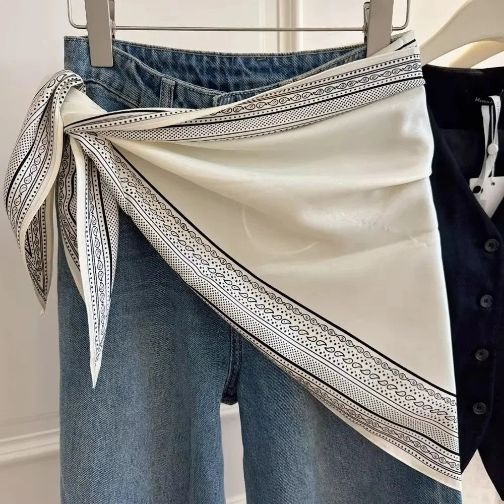 Polka Dot Silk Satin Triangle Scarf – Headscarf & Waist Belt
