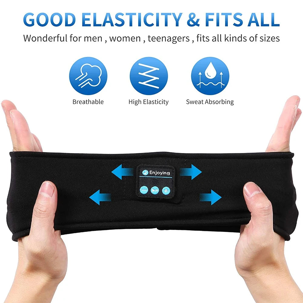 HUAWEISHI Bluetooth 5.4 Earphones Sports Sleeping Headband Elastic Wireless Headphones Music Eye Mask Wireless Headset Headband Peaceful Pleasures Health and Wellness