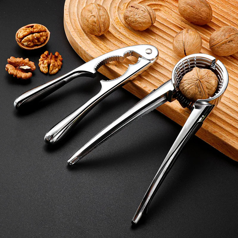 Stainless Steel Manual Kitchen Gadgets High Quality 2 Styles Choose Nut Cracker Case Opener Walnut Opener with Non-slip Handle Peaceful Pleasures Health and Wellness
