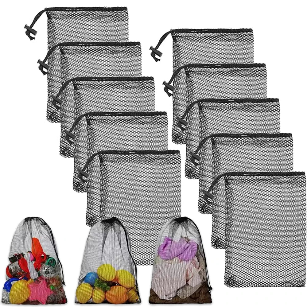 Black Mesh Drawstring Bag for Sports, Swimming & Travel Mesh Drawstring Bag Peaceful Pleasures Health and Wellness