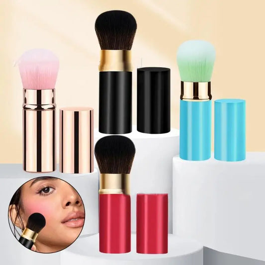 Retractable Cosmetic Brush Portable Face Powder Blusher Foundation Blush Highlight Brush Fiber Hair Handle Brush Female Peaceful Pleasures Health and Wellness