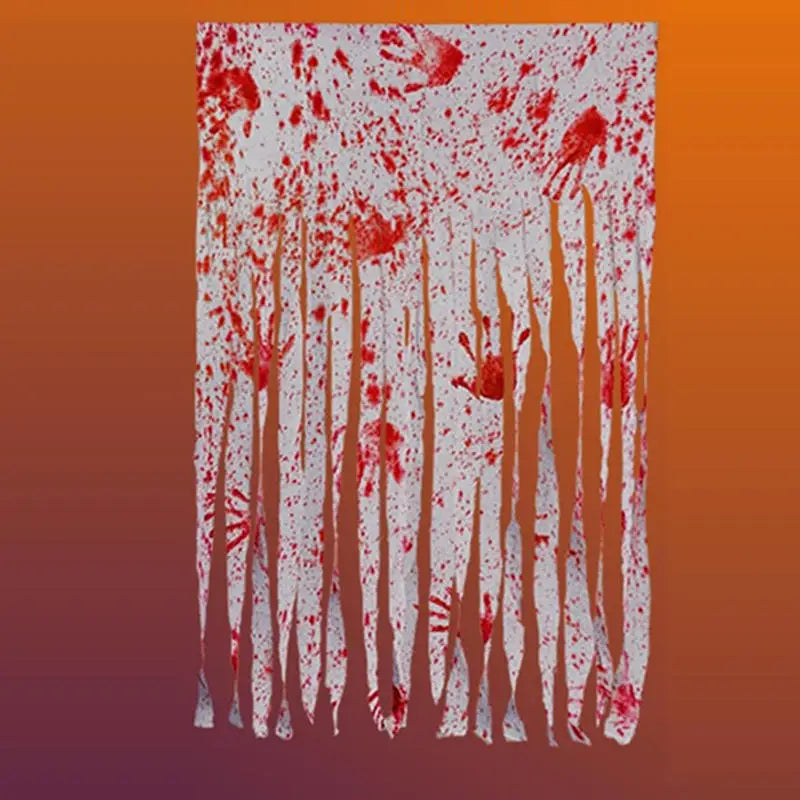 Halloween Bloody Handprints Door Curtain Scary Blood Stained Gauze Fabric Strip Horror Themed Party Props DIY Household Decor Peaceful Pleasures Health and Wellness Style C